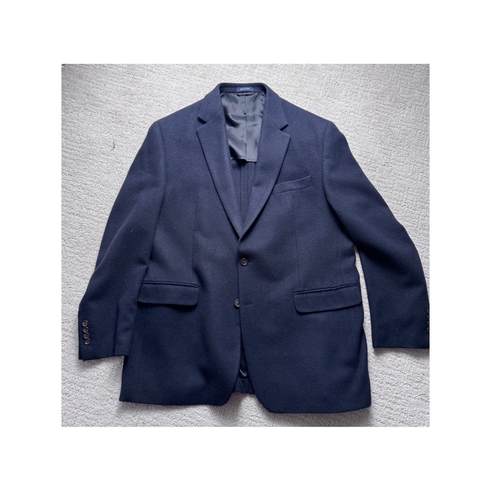 Ralph Lauren Mens 46L Navy 100% Camel Hair Loro Piana Fabric Blazer Italy Coat